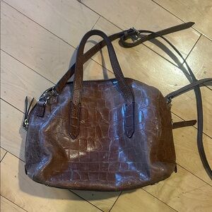 Fossil Elegant Brown Crocodile-Embossed